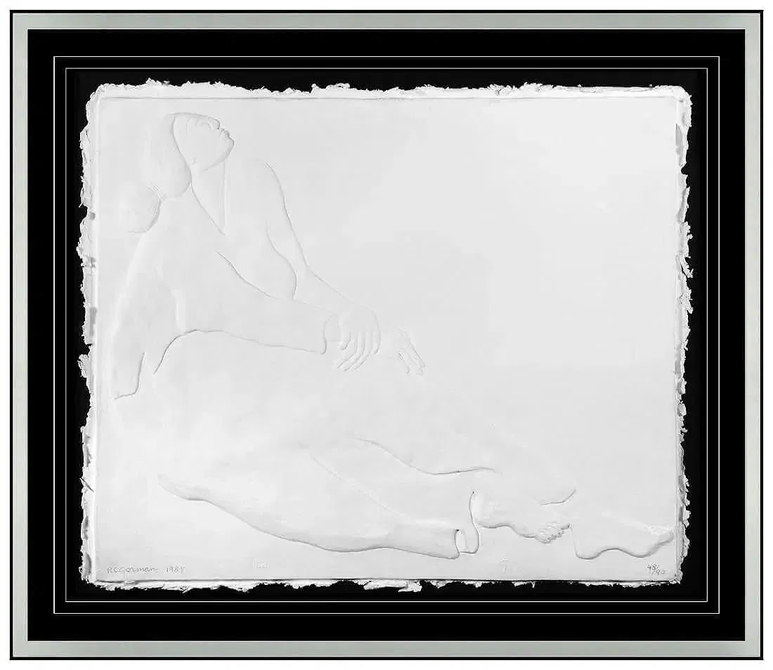 R.C. Gorman Original Paper Relief Sculpture Figurative Signed Framed Artwork (1 of 8)