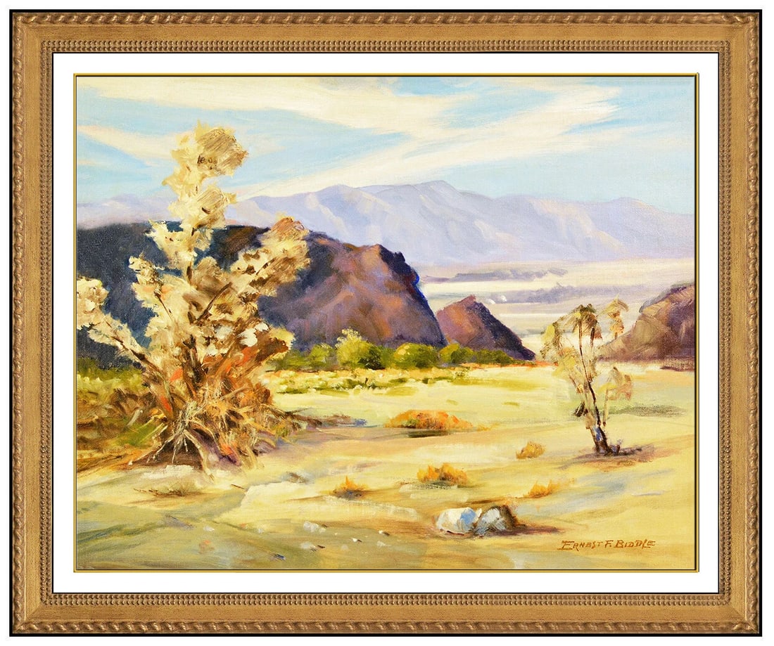 Ernest Biddle Original Oil Painting On Board Western Landscape Signed Artwork (1 of 4)