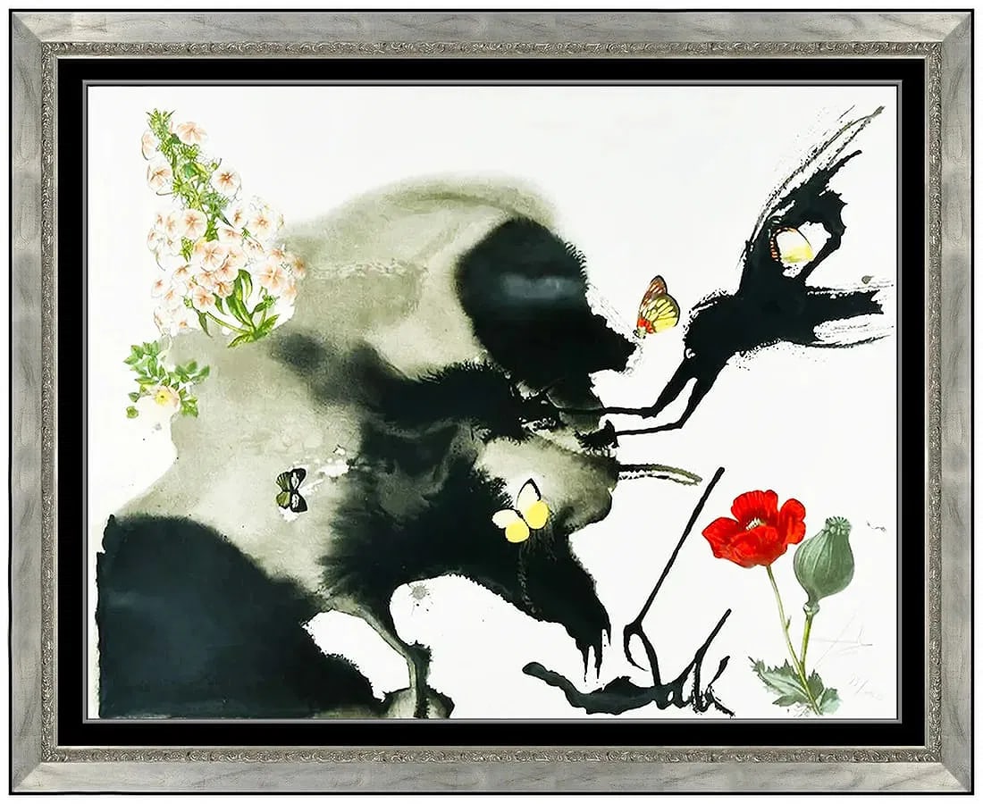 Salvador Dali Original Color Lithograph Autumn Surreal Hand Signed Framed Art (1 of 4)