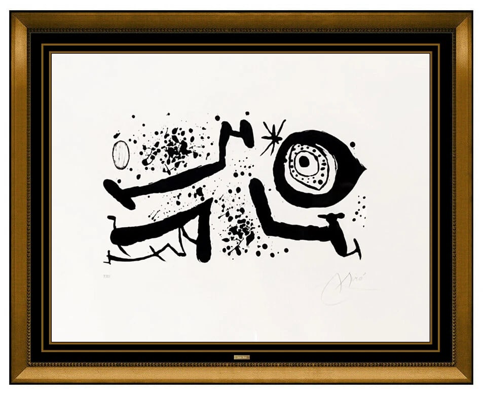 Joan Miro Color Etching Aquatint Hand Signed Modern Abstract Framed Artwork (1 of 6)