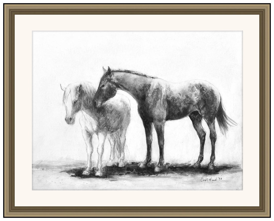Carol Hurd Rare Original Watercolor Painting Horse Animal Signed Framed Art (1 of 4)
