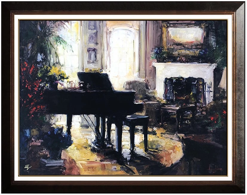 Stephen Shortridge Hand Embellished Giclee On Canvas Piano Music Signed Art: This lot includes:Gallery COA. In-house shipping available (insurance and international shipping for an additional charge).Artist: Stephen ShortridgeTitle: At Peace with YourselfMedium: Embellished Gi