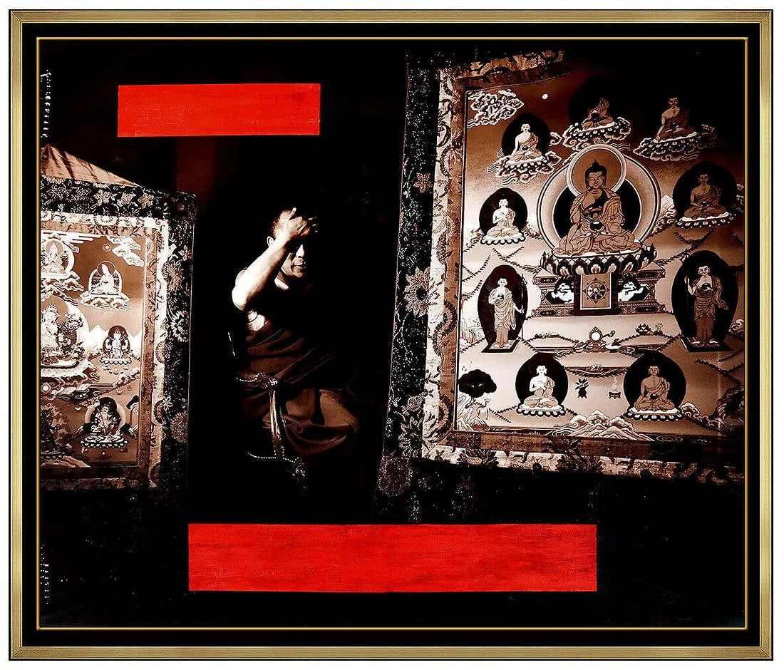 David Gamble Large Acrylic Painting On Canvas Dalai Lama Signed Artwork: This lot includes:Gallery COA. In-house shipping available (insurance and international shipping for an additional charge).Artist: David Gamble Title: Dalai LamaMedium: Acrylic Painting On CanvasSize: