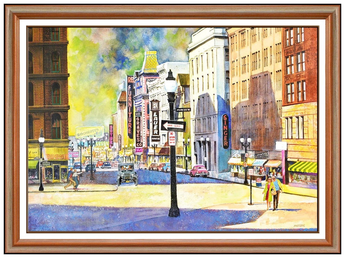 Joseph Frederic Original Watercolor Painting On Board Cityscape Signed Artwork (1 of 4)