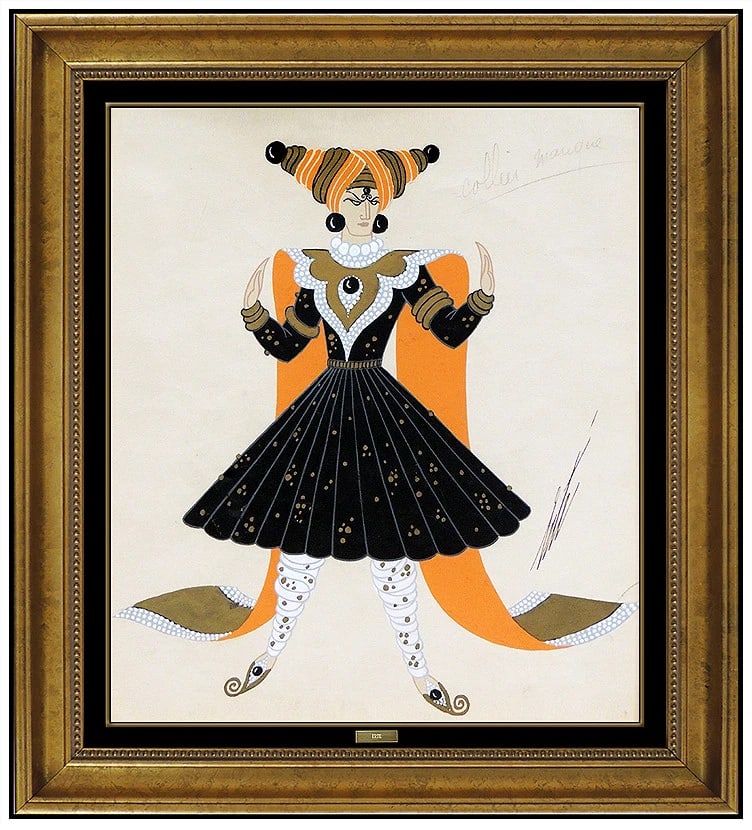 Erte Original Gouache Painting Costume Necklace Design Hand Signed Art Deco Art: This lot includes:Gallery COA. In-house shipping available (insurance and international shipping for an additional charge).Artist: ErteTitle: Original Collier MariqueMedium: Gouache PaintingSize: 14.5
