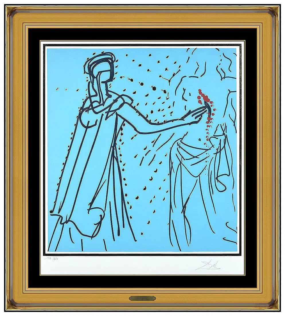 Salvador Dali Original Embossed Lithograph Thomas Hand Signed Framed Artwork (1 of 7)