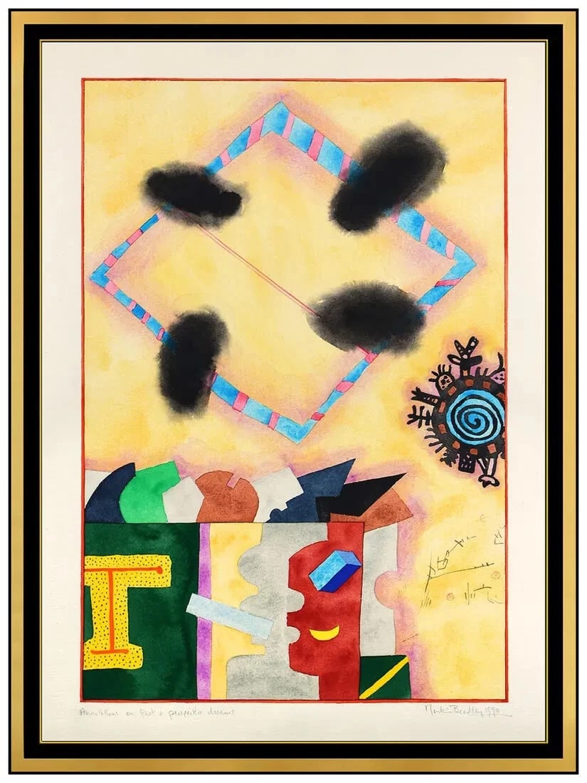 Martin Bradley Original Gouache Painting On Paper Abstract Signed Framed Art (1 of 7)