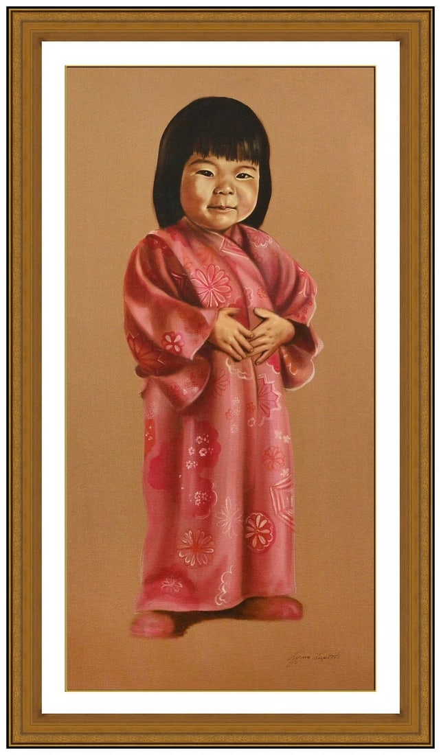 Lynn Lupetti Original Oil Painting On Canvas Child Portrait Signed Framed Artwork (1 of 5)