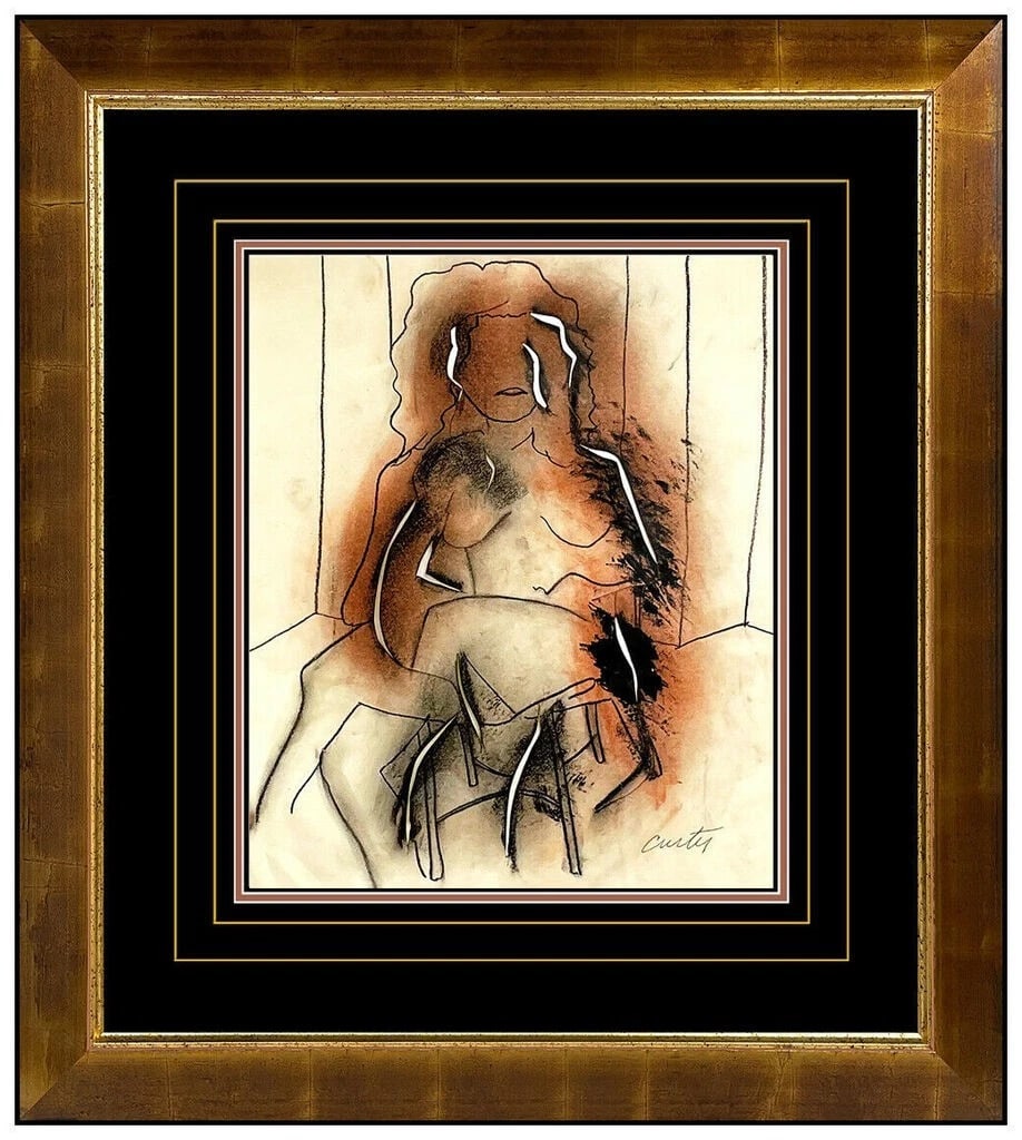 Tony Curtis Original Acrylic Painting Female Figurative Modern Signed Framed Art: This lot includes:Gallery COA. In-house shipping available (insurance and international shipping for an additional charge).Artist: Tony CurtisTitle: Feline FriendsMedium: Acrylic PaintingSize: 16" x 1