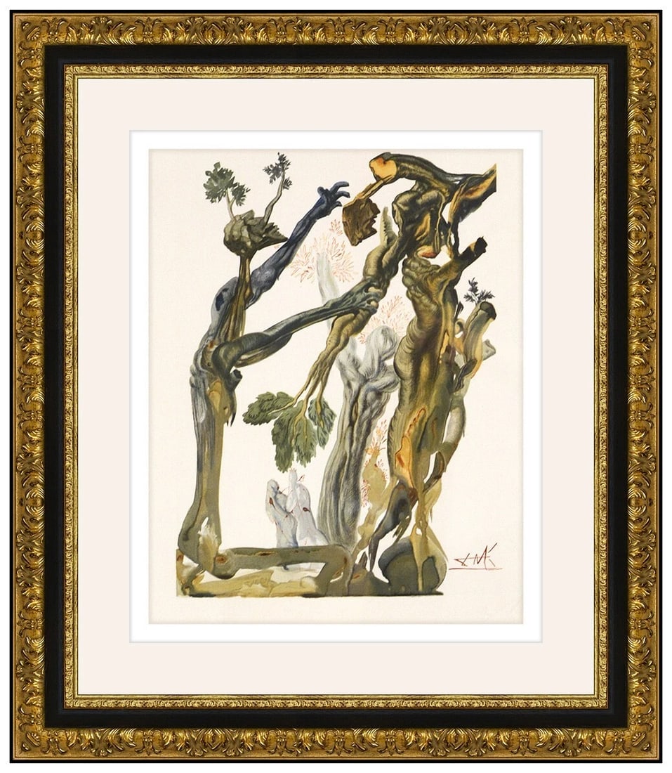 Salvador Dali Inferno Canto 13 Wood Engraving Divine Comedy Signed Framed Art (1 of 4)