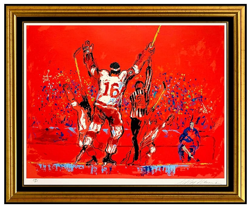 Leroy Neiman Hockey Red Goal Color Serigraph Hand Signed Sports Artwork (1 of 4)