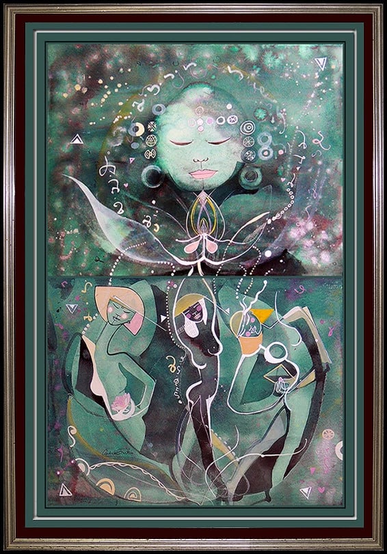 Andrea Smith Large Original Acrylic Painting Female Portrait Signed Framed Art: This lot includes:Gallery COA. In-house shipping available (insurance and international shipping for an additional charge).Artist: Andrea SmithTitle: The Dance of Consciousness Medium: Acrylic Paintin
