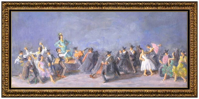 Lee Jackson Large Original Ballet Dance Figurative Painting Signed Art: This lot includes:Gallery COA. In-house shipping available (insurance and international shipping for an additional charge).Artist: Lee JacksonTitle: The BalletMedium: Oil Painting on BoardSize: 20" x