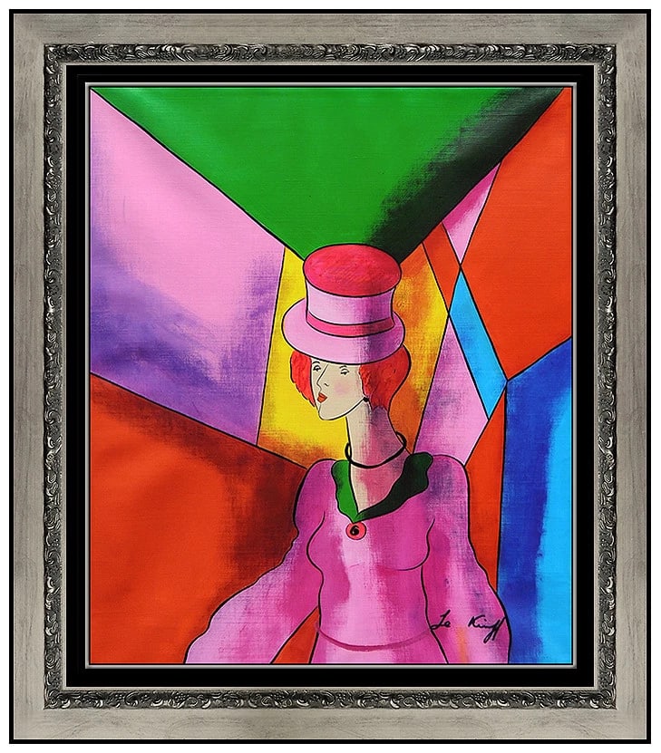 Linda Le Kinff Original Oil Painting On Canvas Cubist Portrait Signed Framed Art (1 of 4)