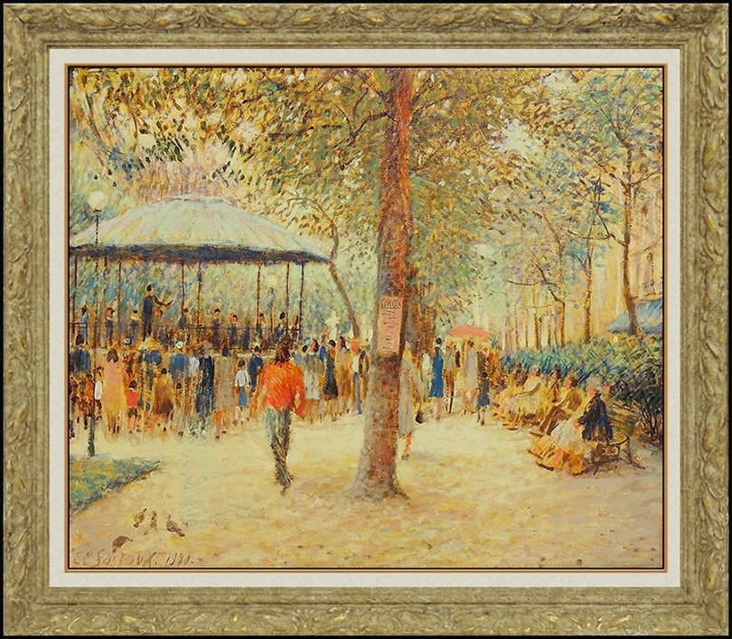 Claude Fossoux Original Oil Painting On Canvas Cityscape Signed Artwork: This lot includes:Gallery COA. In-house shipping available (insurance and international shipping for an additional charge).Artist: Claude FossouxTitle: The Concert Medium: Oil Painting On CanvasSize: