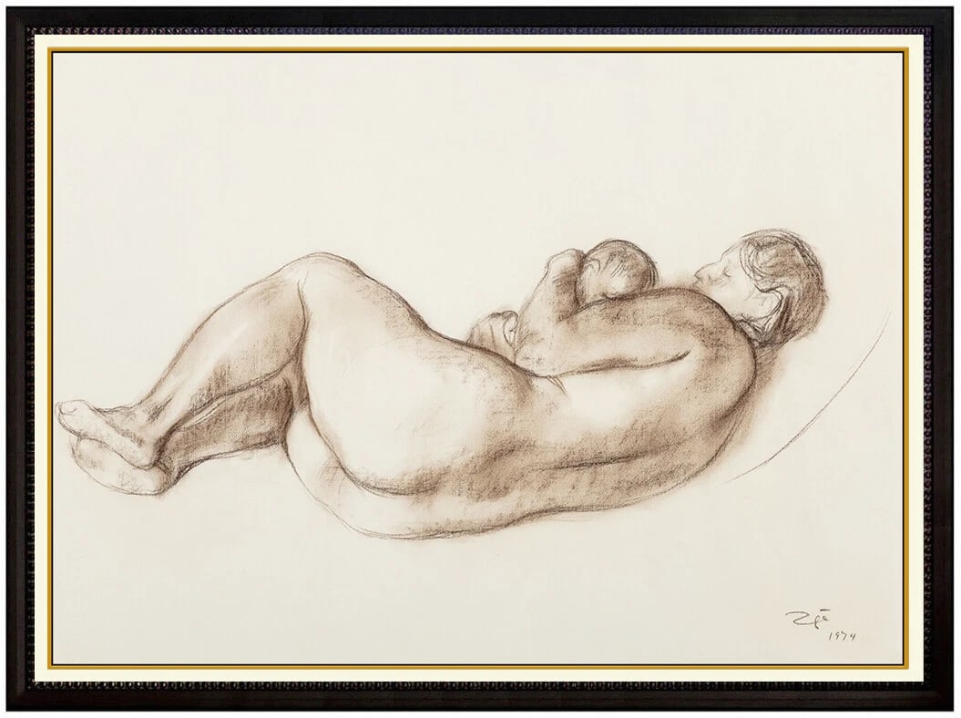 Francisco Zuniga Conte Crayon Drawing Female Figurative Signed Artwork: This lot includes:Gallery COA. In-house shipping available (insurance and international shipping for an additional charge).Artist: Francisco ZunigaTitle: Maternidad ZunigaMedium: Conte Crayon Drawing
