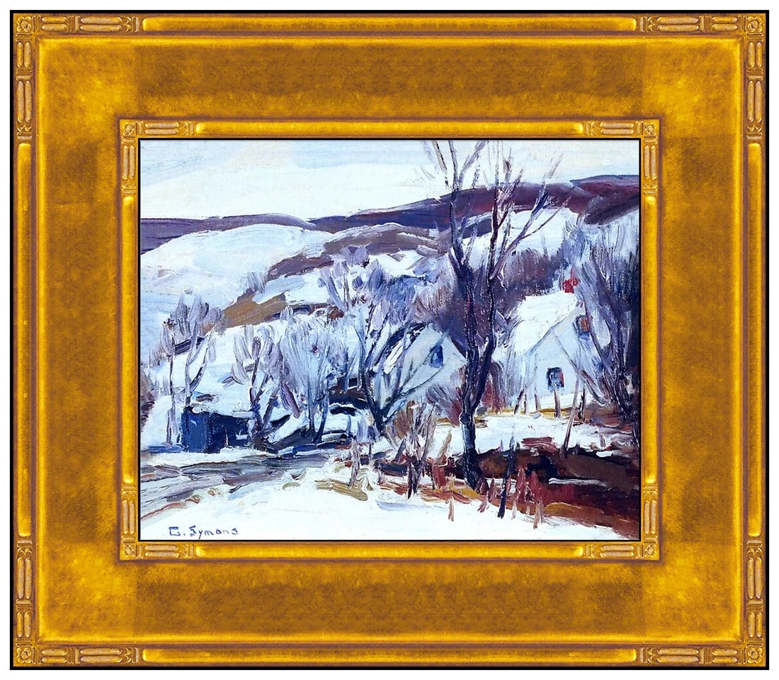 George Symons Original Oil Painting On Board New England Winter Landscape Signed (1 of 4)