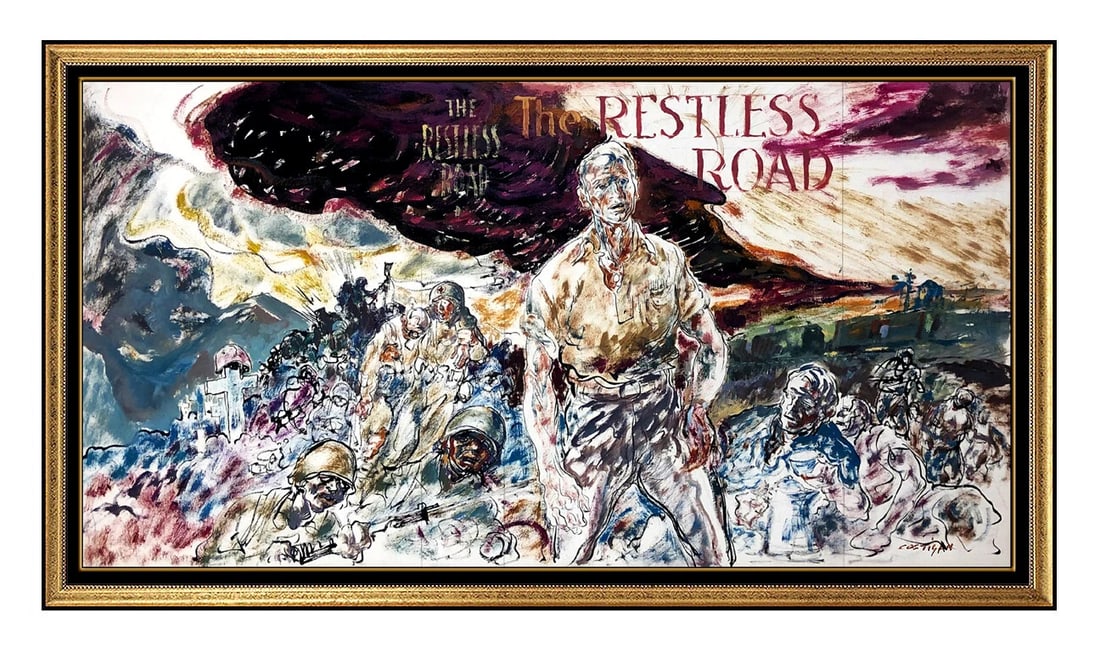 John Costigan Rare Original Acrylic Painting Illustration Signed Framed Art: This lot includes:Gallery COA. In-house shipping available (insurance and international shipping for an additional charge).Artist: John Costigan Title: The Restless RoadMedium: Acrylic PaintingSize: 1