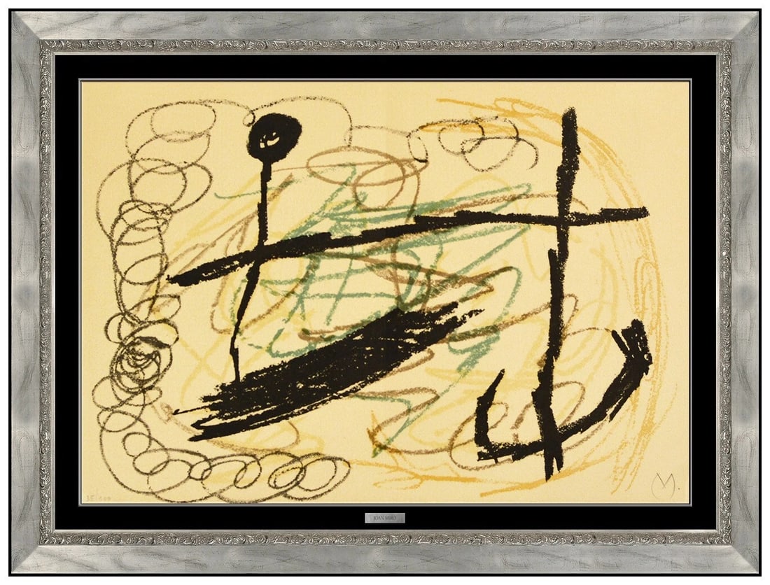 Joan Miro Obra Inedita Recent Lithograph Abstract Hand Signed Framed Artwork (1 of 6)