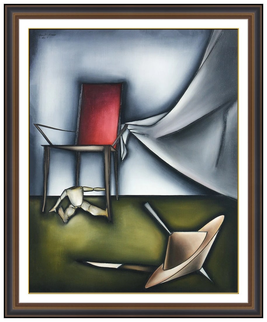 Georges Yatrides Original Oil Painting On Canvas Signed Framed Surreal Art: This lot includes:Gallery COA. In-house shipping available (insurance and international shipping for an additional charge).Artist: Georges YatridesTitle: The Children's GameMedium: Oil Painting on Can