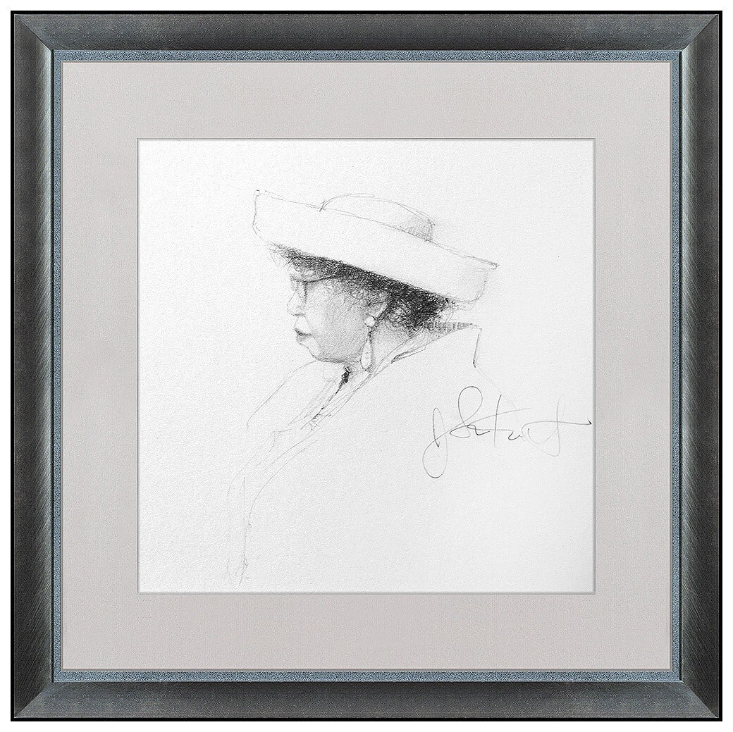 Jonathan Knight Original Graphite Drawing Signed Female Portrait Framed Art: This lot includes:Gallery COA. In-house shipping available (insurance and international shipping for an additional charge).Artist: Jonathan Knight Title: Sunday Best Medium: Graphite Drawing Size: 5 &