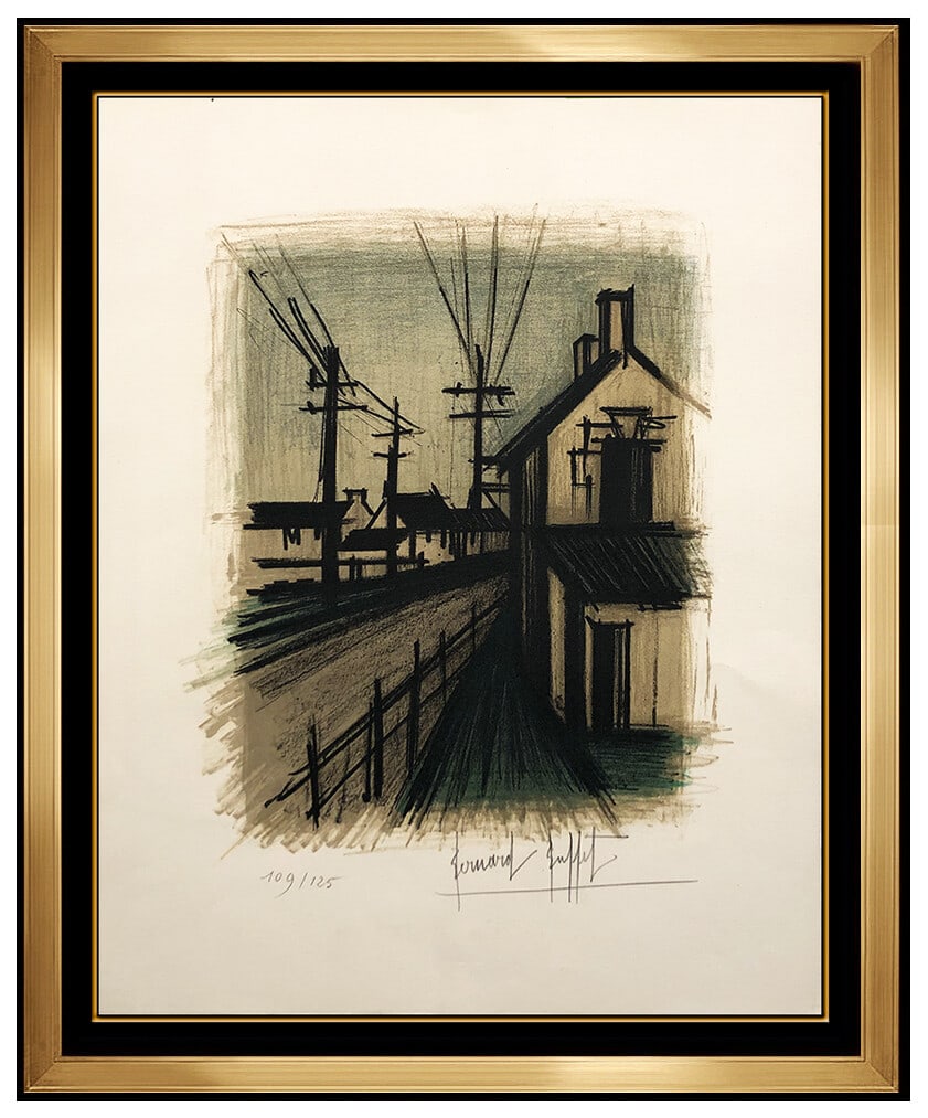 Bernard Buffet Original Color Lithograph Hand Signed Landscape Framed Art (1 of 5)