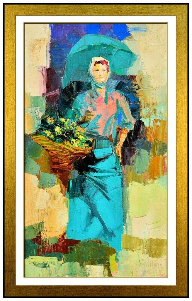 Nicola Simbari Original Oil Painting On Canvas Signed Beach Female Portrait Art: This lot includes:Gallery COA. In-house shipping available (insurance and international shipping for an additional charge).Artist: Nicola SimbariTitle: Basket of FlowersMedium: Oil Painting On CanvasS