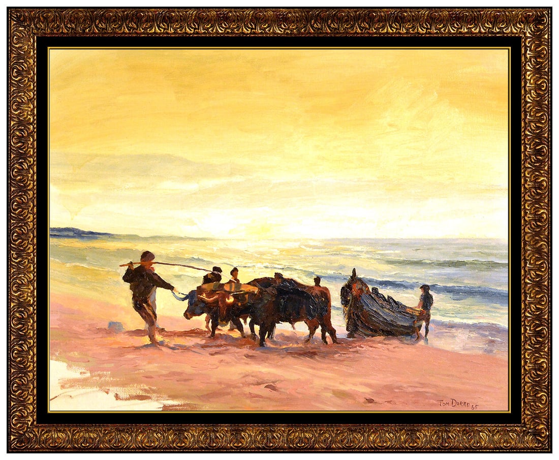 Tom Darro Large Oil Painting On Canvas Board Signed Western Framed Art: This lot includes:Gallery COA. In-house shipping available (insurance and international shipping for an additional charge).Artist: Tom DarroTitle: Haulin' The CatchMedium: Oil Painting on Canvas Board