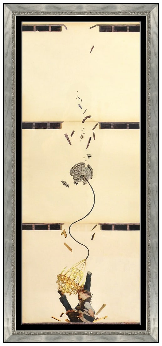 Javier Pinon Original Mixed Media Collage Painting Signed Framed Modern Art (1 of 4)