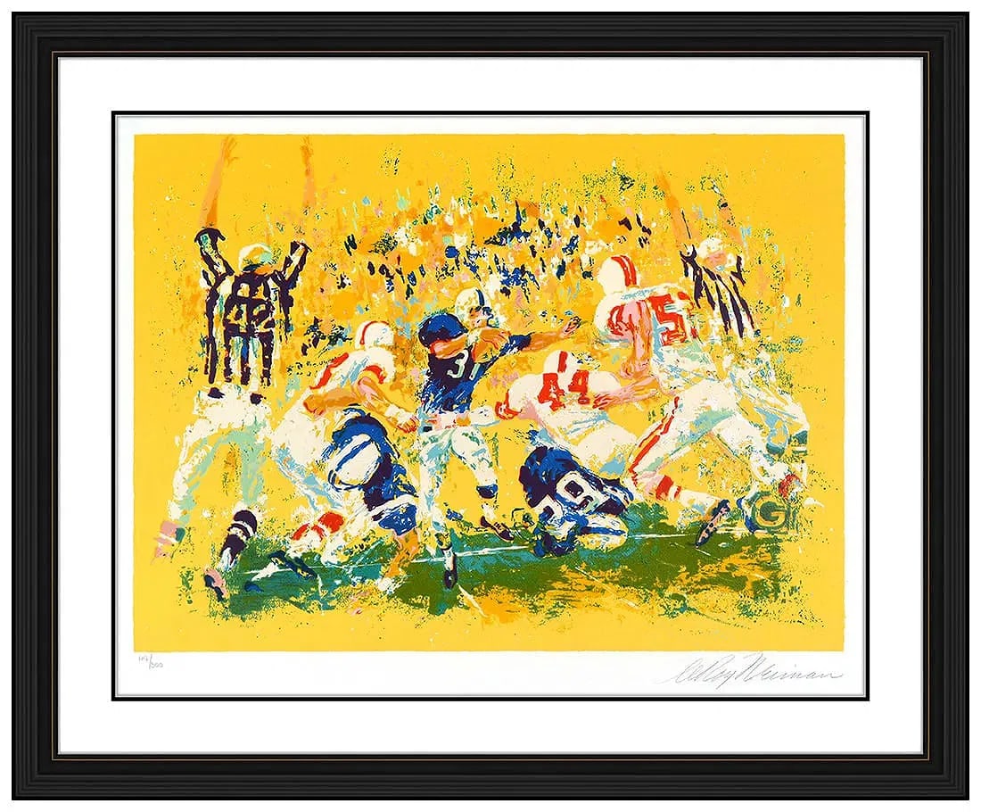 Leroy Neiman Touchdown Original Color Serigraph Signed Framed Sports Art: This lot includes:Gallery COA & free domestic shipping (*insurance and international shipping for an additional charge)Artist: Leroy NeimanTitle: TouchdownMedium: SerigrpahSize: 27” x 34”F