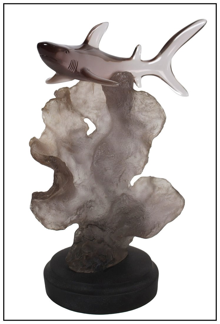 Donjo Original Acrylic Sculpture Reef Shark Seascape Signed Art: This lot includes:Gallery COA. In-house shipping available (insurance and international shipping for an additional charge).Artist: DonjoTitle: Reef SharkMedium: Acrylic SculptureSize: 12” x 12&r
