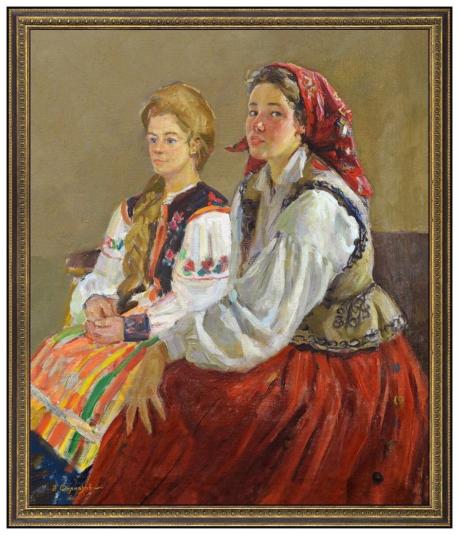 Valerian Formozov Original Oil Painting On Canvas Signed Female Portrait Framed Art: This lot includes:Gallery COA. In-house shipping available (insurance and international shipping for an additional charge).Artist: Valerian FormozovTitle: The Two Medium: Oil Painting on Canvas,Size: