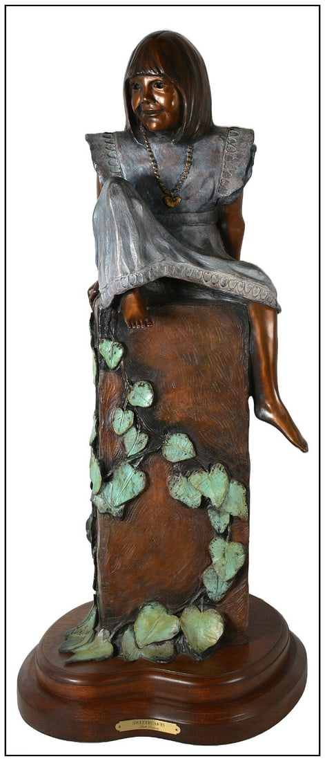 Bob Piercey Original Bronze Sculpture Sweethearts Child Portrait Signed Art: This lot includes:Gallery COA. In-house shipping available (insurance and international shipping for an additional charge).Artist: Bob Piercey Title: SweetheartsMedium: BronzeSize: 32” tallSigne