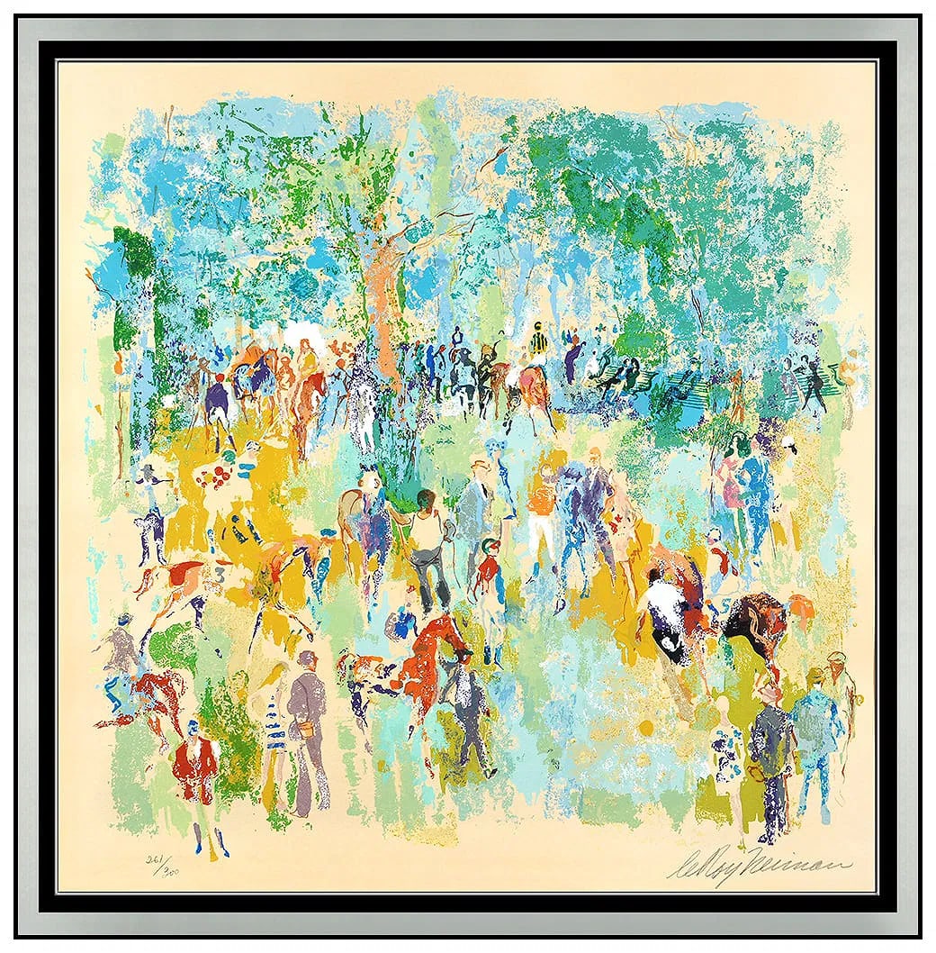Leroy Neiman Original Paddock Serigraph Print Signed Figures Framed Art (1 of 6)