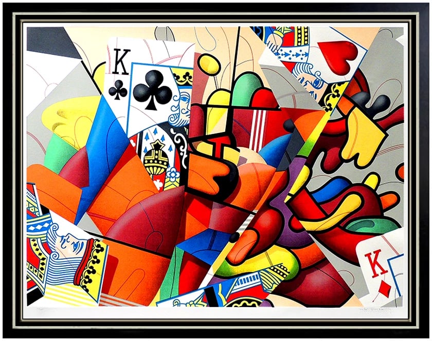 Yankel Ginzburg Kings Original Signed Serigraph Large Abstract Art: This lot includes:Gallery COA. In-house shipping available (insurance and international shipping for an additional charge).Artist: Yankel GinzburgTitle: KingsMedium: SerigraphSize: 34" x 46"Framed: 46
