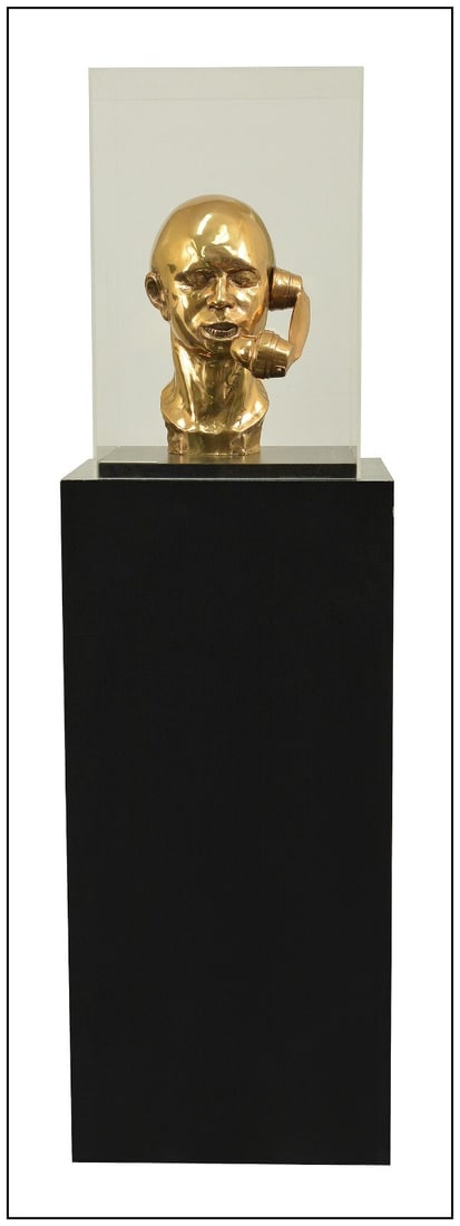 Clive Barker Original Bronze Sculpture Head Of Francis Bacon Signed Portrait Art: This lot includes:Gallery COA. In-house shipping available (insurance and international shipping for an additional charge).Artist: Clive BarkerTitle: Head of Francis BaconMedium: bronzeSize: 15”