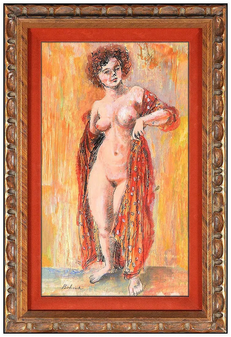 Aaron Bohrod Original Oil Painting On Board Signed Nude Female Framed Art: This lot includes:Gallery COA. In-house shipping available (insurance and international shipping for an additional charge).Artist: Aaron BohrodTitle: Donning Her RobeMedium: Oil Painting On Board Size