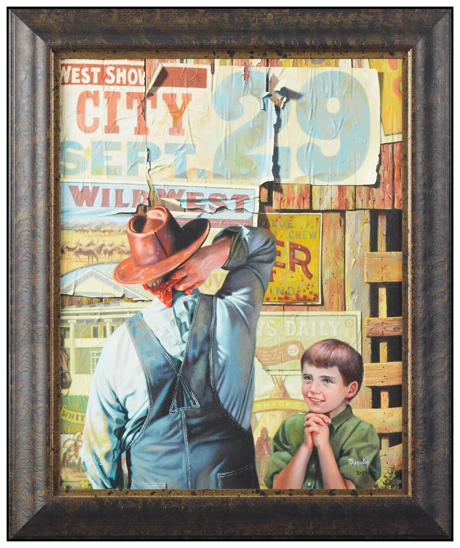 Bob Byerley Please Grandpa Hand Embellished Giclee On Canvas Signed Rare Art: This lot includes:Gallery COA & free domestic shipping (*insurance and international shipping for an additional charge)Artist: Bob ByerleyTitle: Please Grandpa, Can We Go?Medium: Giclee on CanvasSize: