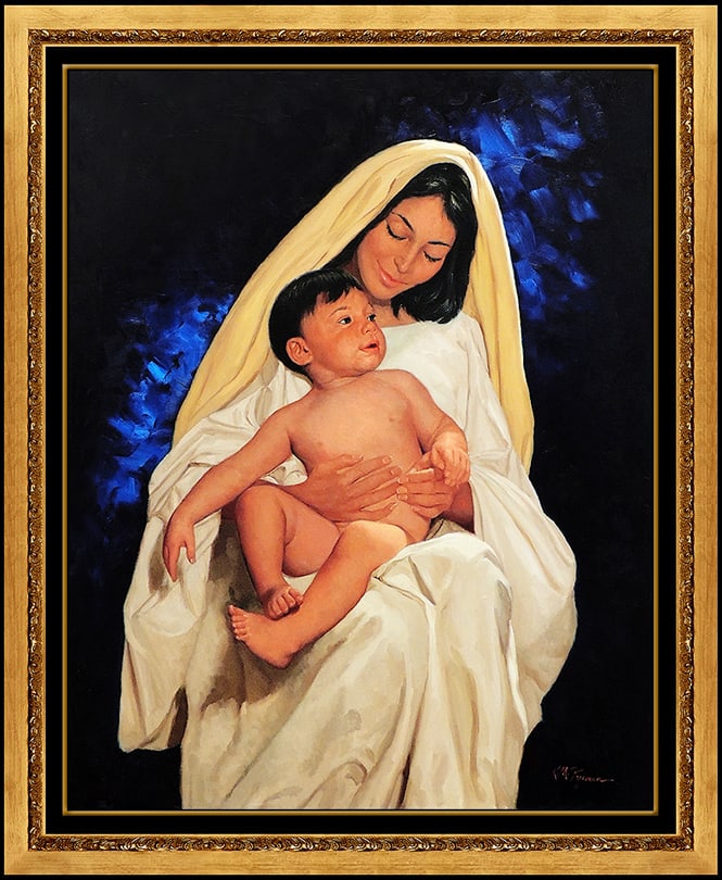 Kenneth Freeman Original Oil Painting On Canvas Signed Female Child Portrait Art: This lot includes:Gallery COA. In-house shipping available (insurance and international shipping for an additional charge).Artist: Kenneth FreemanTitle: Mother and ChildMedium: Oil Painting On CanvasS