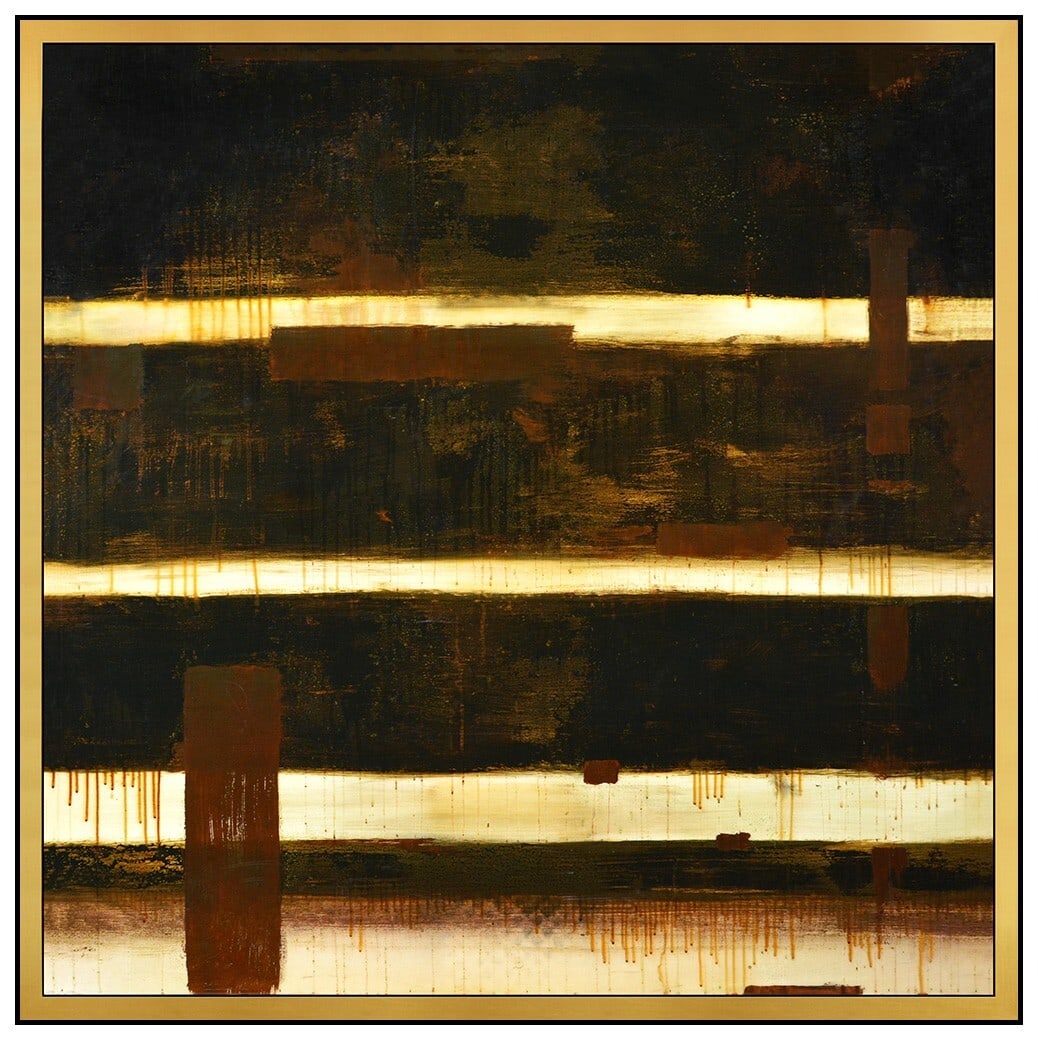 Sylvain Louis Seize Large Original Painting On Board Signed Abstract Framed Art: This lot includes:Gallery COA. In-house shipping available (insurance and international shipping for an additional charge).Artist: Sylvain LouisTitle: LinearMedium: mixed media painting on board Size: