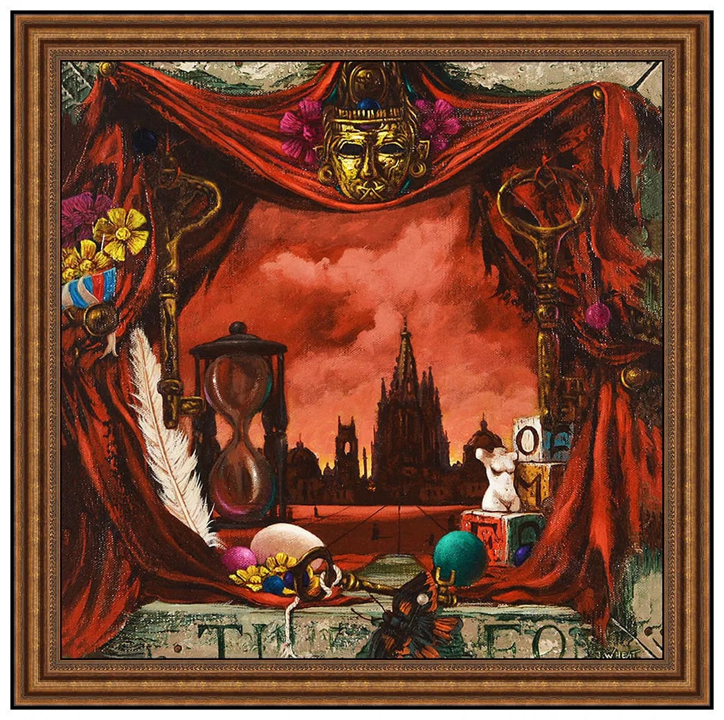 John Potter Wheat Original Acrylic Painting Still Life Signed Framed Artwork: This lot includes:Gallery COA. In-house shipping available (insurance and international shipping for an additional charge).Artist: John Potter Wheat Title: Ethereal RadianceMedium: Acrylic on CanvasSi