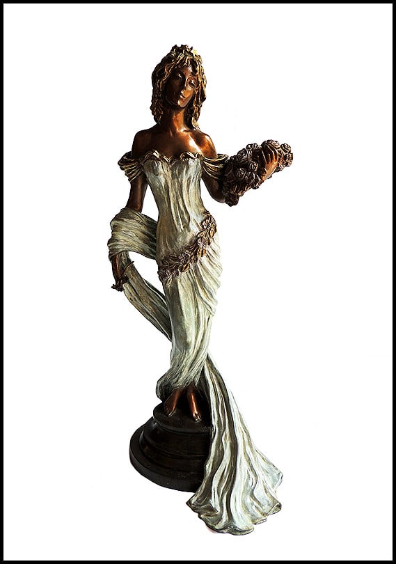 Ira Reines Original Bronze Sculpture Signed Female Figurative Art Deco Artwork: This lot includes:Gallery COA. In-house shipping available (insurance and international shipping for an additional charge).Artist: Ira ReinesTitle: Rose BlossomMedium: BronzeSize: 19.5" tallSigned: In