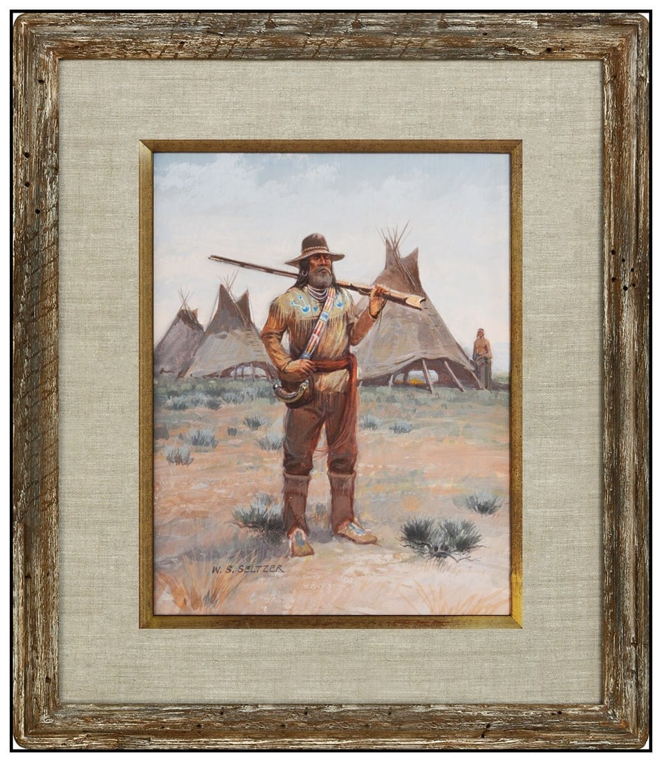 W Steve Seltzer Original Gouache Painting Western Portrait Signed Framed Art (1 of 4)