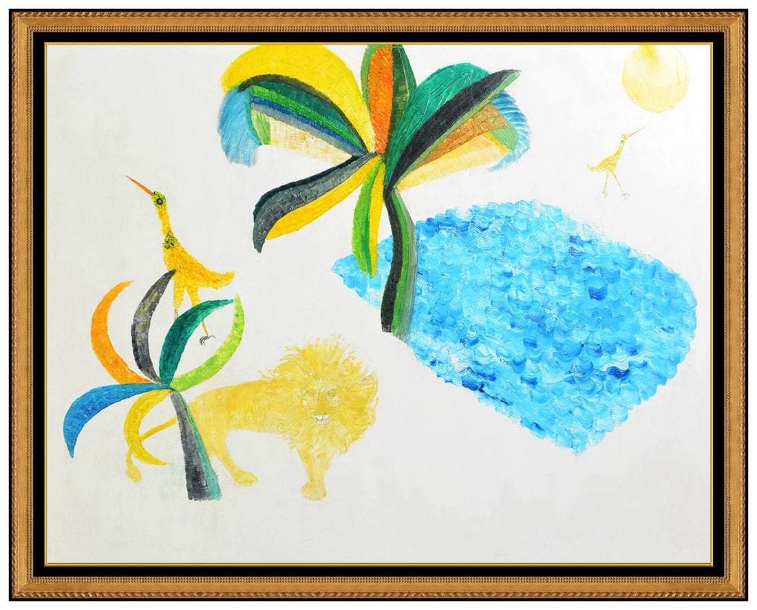 Henri Maik Original Oil Painting On Canvas Wildlife Signed Large Rare Art: This lot includes:Gallery COA. In-house shipping available (insurance and international shipping for an additional charge).Artist: Henri MaikTitle: The LionMedium: oil painting on canvasSize: 28.75&rd