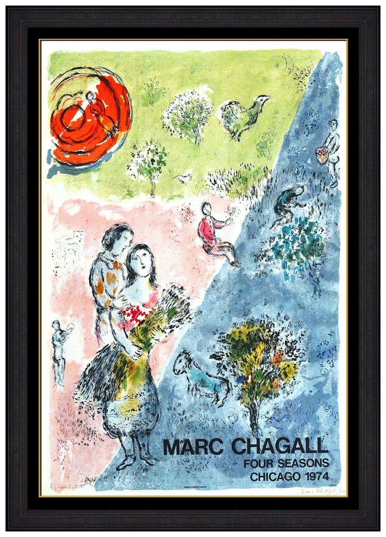 Marc Chagall Large Hand Signed Lithograph The Four Seasons Framed Artwork (1 of 6)
