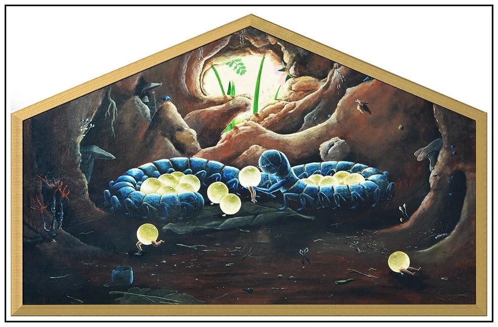 Timothy Chapman Large Original Painting On Board Animal Signed Framed Art: This lot includes:Gallery COA. In-house shipping available (insurance and international shipping for an additional charge).Artist: Timothy ChapmanTitle: Spirostreptida with BroodMedium: Acrylic painti