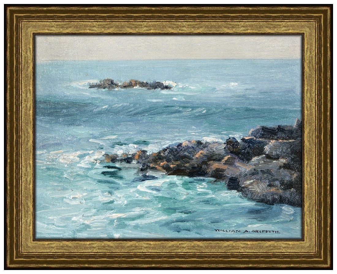 William Griffith Original Oil Painting On Canvas Board Seascape Signed Framed (1 of 4)