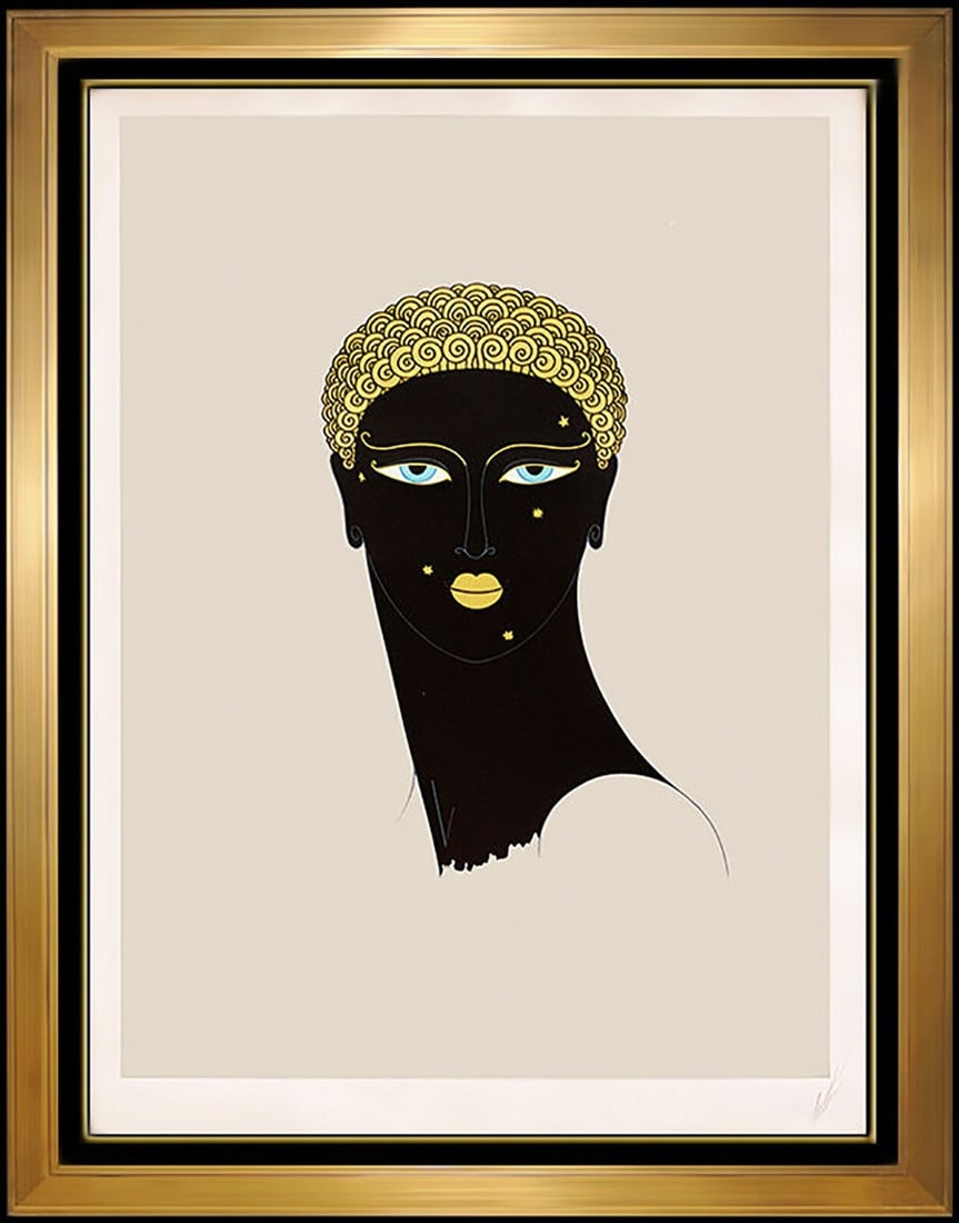 Erte Queen Of Sheba Color Serigraph Costume Design Art Deco Signed Artwork: This lot includes:Gallery COA. In-house shipping available (insurance and international shipping for an additional charge).Artist: ErteTitle: Queen of SheebaMedium: SerigraphSize: 27" x 20"Framed: 38"