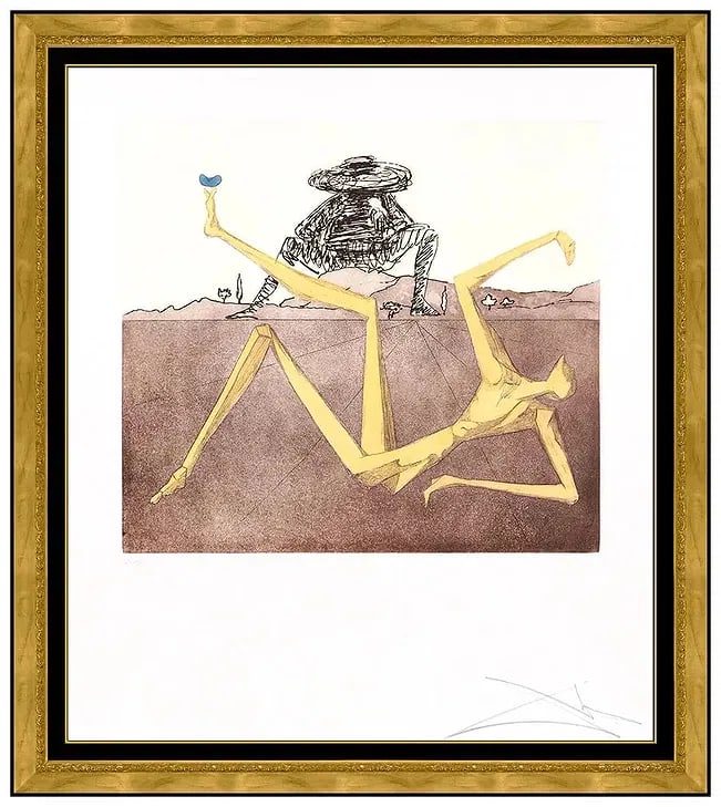 Salvador Dali Original Heart Of Madness Print Signed Framed Figurative Artwork: This lot includes:Gallery COA. In-house shipping available (insurance and international shipping for an additional charge).Artist: Salvador DaliTitle: Heart Of MadnessMedium: Etching and Aquatint prin