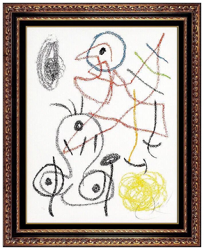 Joan Miro Original Color Lithograph Album 21 Hand Signed Abstract Modern Artwork: This lot includes:Gallery COA. In-house shipping available (insurance and international shipping for an additional charge).Artist: Joan MiroTitle: Plate 20, from Album 21 Medium: LithographSize: 25.5"